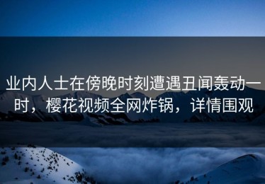 业内人士在傍晚时刻遭遇丑闻轰动一时，樱花视频全网炸锅，详情围观