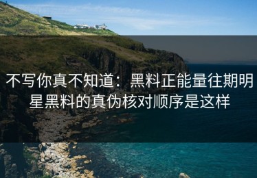 不写你真不知道：黑料正能量往期明星黑料的真伪核对顺序是这样