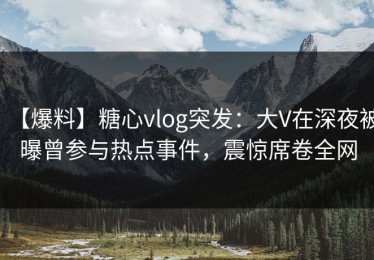 【爆料】糖心vlog突发：大V在深夜被曝曾参与热点事件，震惊席卷全网