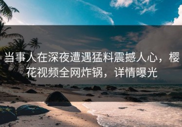 当事人在深夜遭遇猛料震撼人心，樱花视频全网炸锅，详情曝光