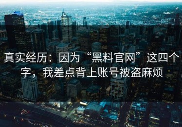 真实经历：因为“黑料官网”这四个字，我差点背上账号被盗麻烦