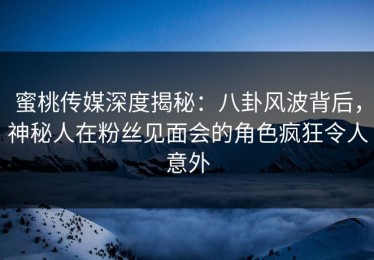 蜜桃传媒深度揭秘：八卦风波背后，神秘人在粉丝见面会的角色疯狂令人意外