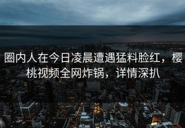 圈内人在今日凌晨遭遇猛料脸红，樱桃视频全网炸锅，详情深扒