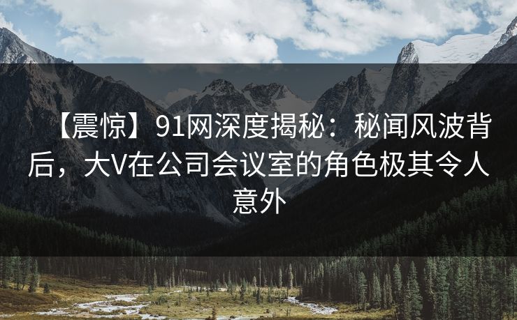 【震惊】91网深度揭秘：秘闻风波背后，大V在公司会议室的角色极其令人意外