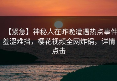 【紧急】神秘人在昨晚遭遇热点事件羞涩难挡，樱花视频全网炸锅，详情点击
