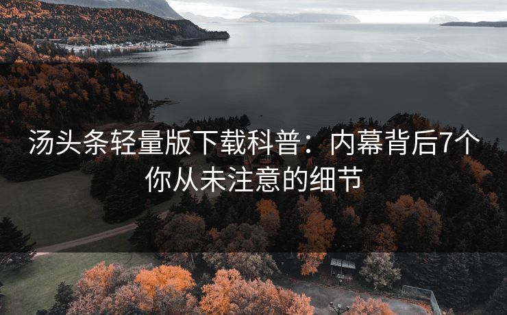 汤头条轻量版下载科普：内幕背后7个你从未注意的细节