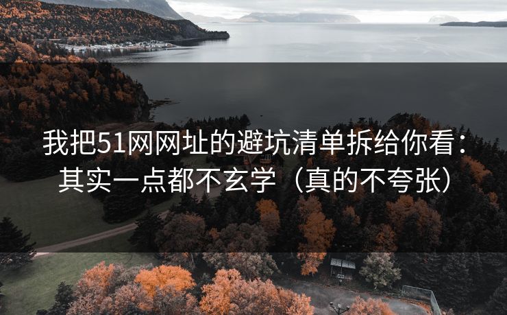 我把51网网址的避坑清单拆给你看：其实一点都不玄学（真的不夸张）