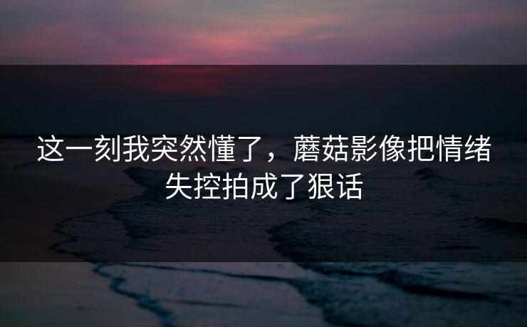 这一刻我突然懂了，蘑菇影像把情绪失控拍成了狠话
